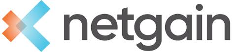 Netgain logo with gradient geometric icon and text