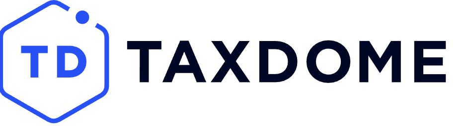 TaxDome logo with blue shield icon and text
