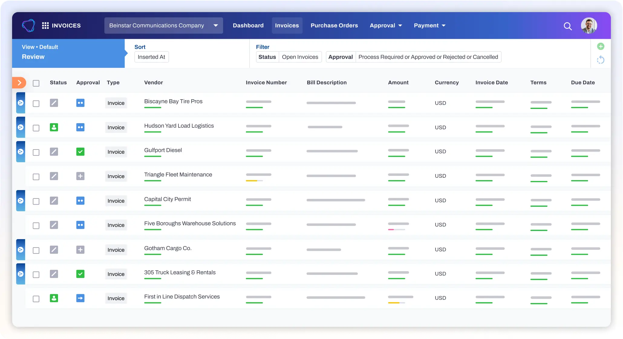 Vic.ai dashboard showing invoice processing and approval workflows