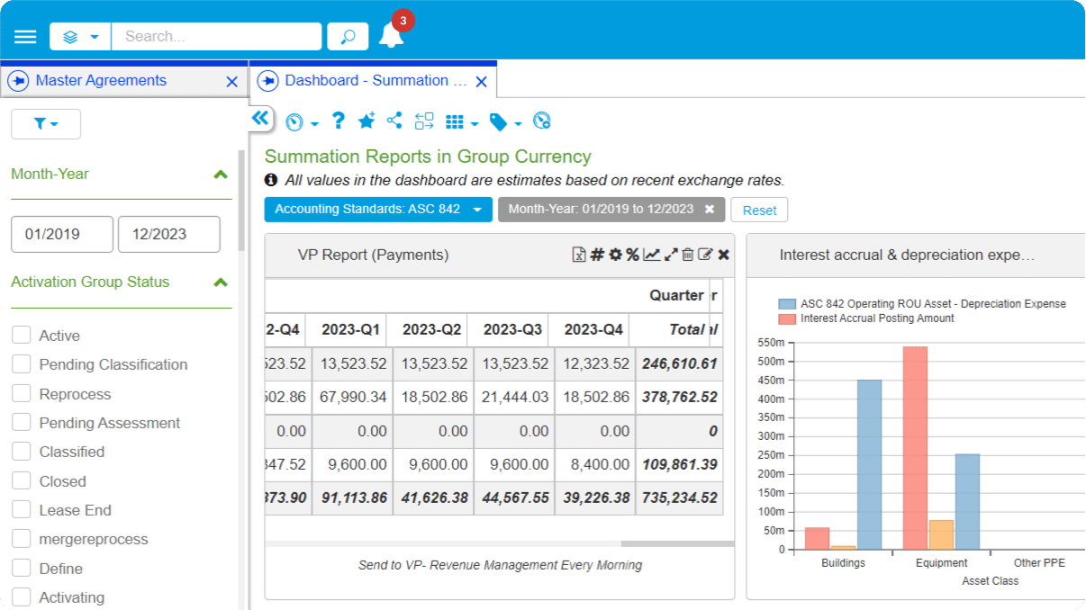 Nakisa lease accounting software dashboard