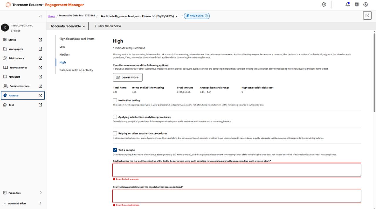 A window of the engagement manager shows data fields and checkboxes.