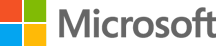 Microsoft logo with colored square icon and text