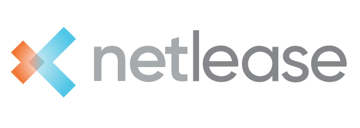 NetLease logo with orange and blue geometric mark