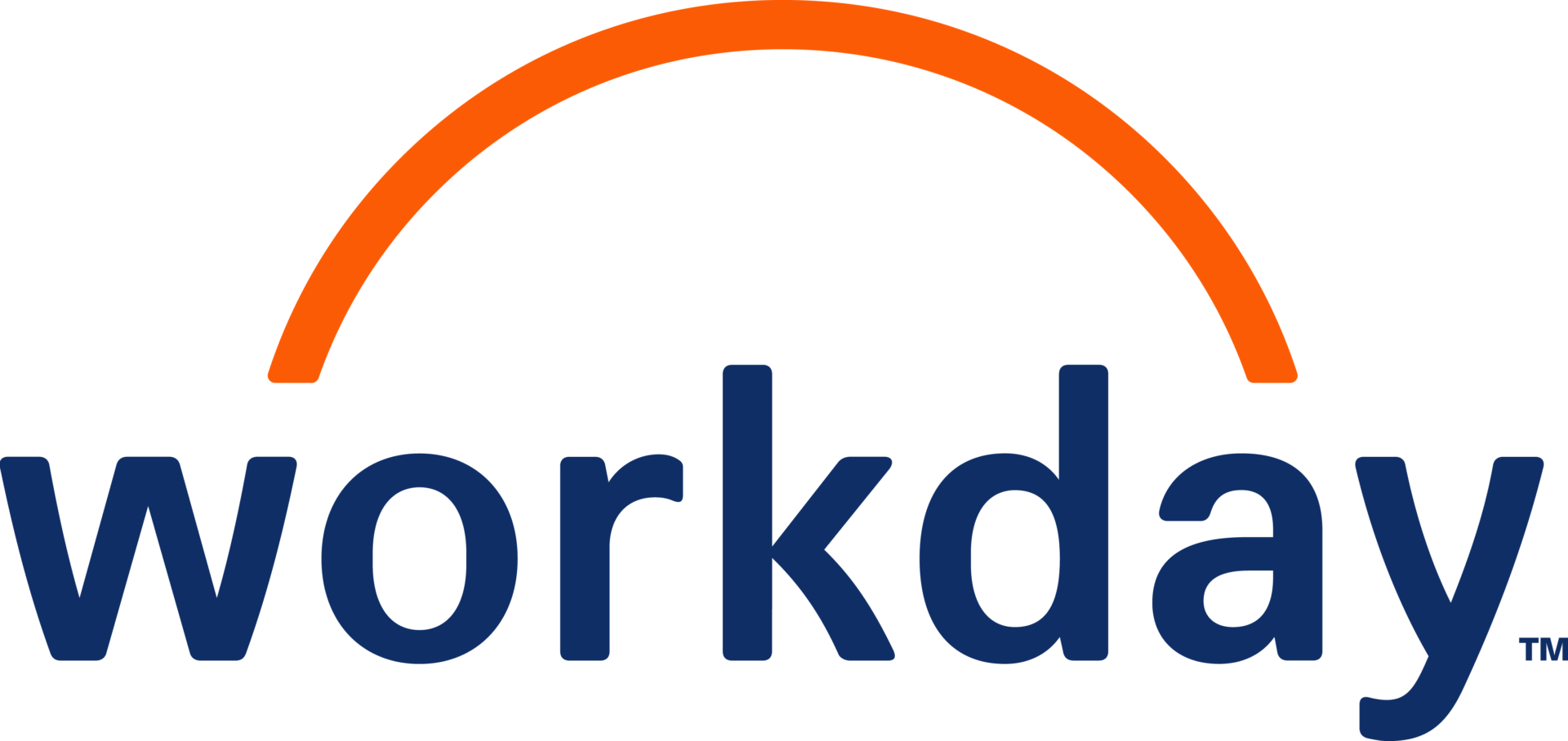 Blue Workday wordmark beneath an orange arch